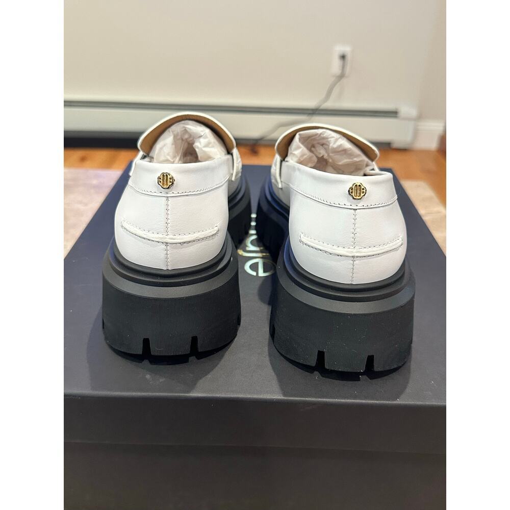 NEW Maje Leather Platform Coin Loafers White - Picture 7 of 10